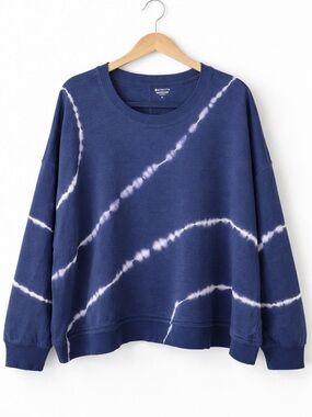 Athleta Sundown Sweatshirt Blue Tie Dye Oversized Pullover 2X